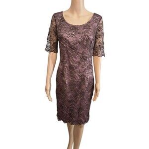 Antonio Melani Dress Lace Mauve Size 6 Holiday Cocktail open back classy